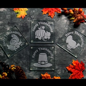 Limited Time Thanksgiving Etchable Square Coaster (4pc)