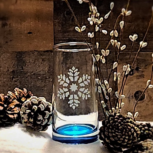 Blue Bottom Snowflake Vase