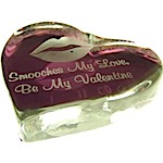 Etched Glass Heart Paperweight