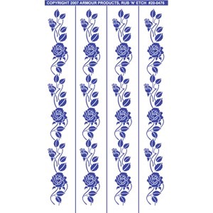 130451 Rub n ft. Etch Glass Etching Stencils 5 in. x 8 in. 1-Pkg-Detailed  Floral 