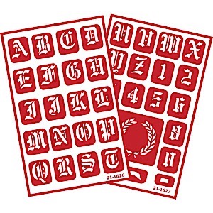 Large Alphabet Letter & Number Glass Etching Stencils (1 inch tall)